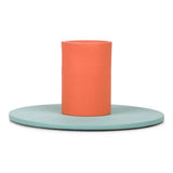 BRITISH COLOUR STANDARD - Small Two-Tone Opaline & Marigold Metal Candleholder