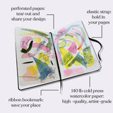 Artist Grade Watercolor Journal – 100% Cotton Cold Press Paper, 300 GSM (24 Sheets / 48 Pages)
