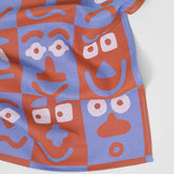Making Faces Blue/Brown Woven Cotton Tea Towel