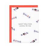 Sweet White Rabbit — Candy Pun Chinese Lunar New Year Card: Red