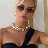 FREYRS Soho Womens Oval Sunglasses - Gold/Green