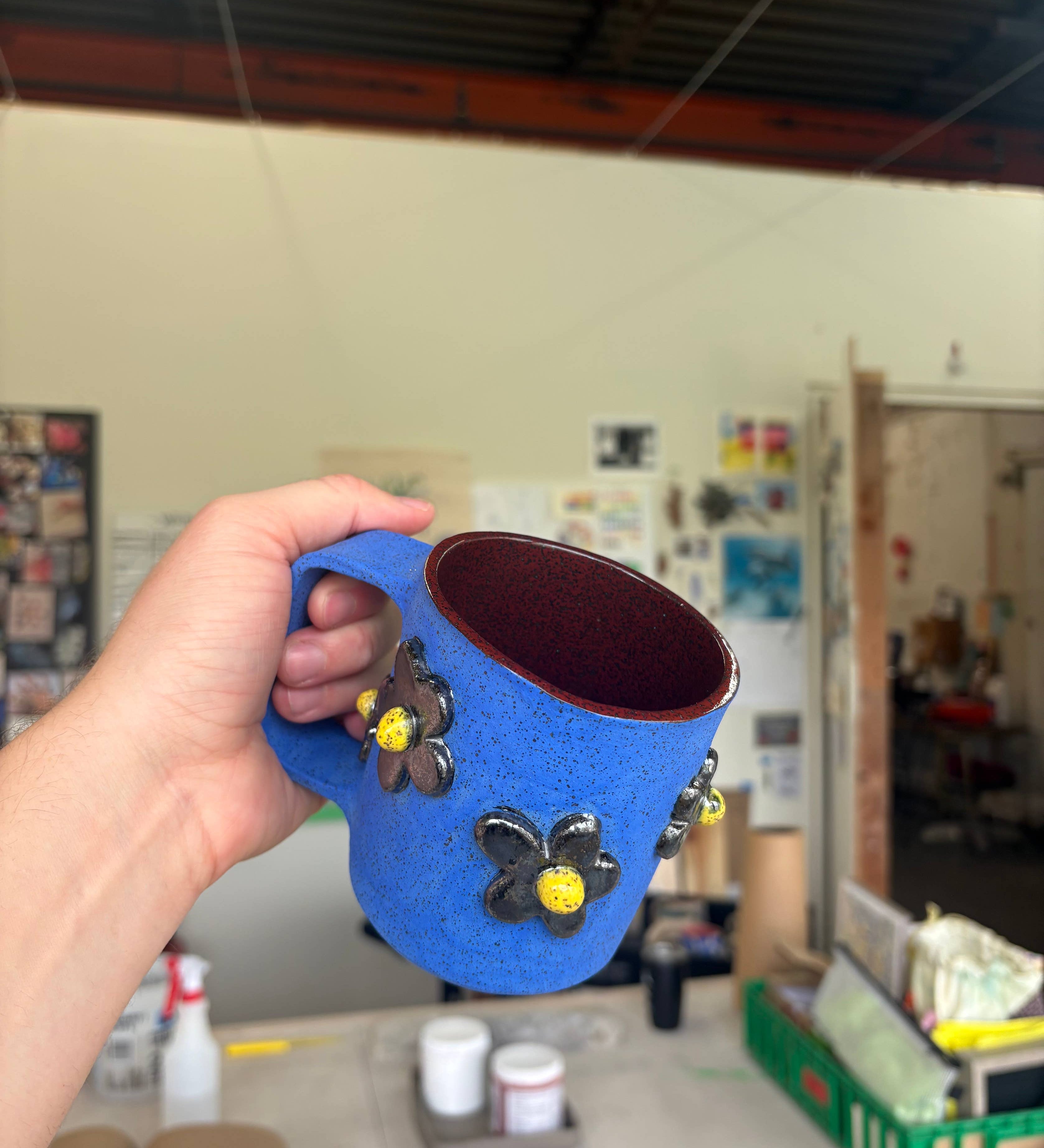 Speckled Clay -14 oz Handmade Sculpted Mug - Splish Splash Ceramics