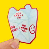 No Thank You Takeout Box Sticker