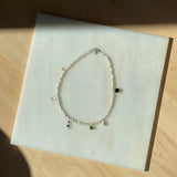 Frosted Pearl Charm Necklace: 16"