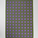 'Squares Olive/Lilac' Tea Towel