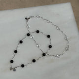 Onyx Tube Necklace 16"