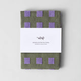 'Squares Olive/Lilac' Tea Towel