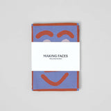 Making Faces Blue/Brown Woven Cotton Tea Towel