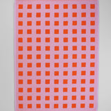 'Squares Lilac/Warm Red' Tea Towel