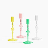 Glass Candlestick Holder in Tall - Yellow
