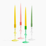 Glass Candlestick Holder in Tall - Yellow