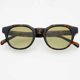 Cameron Acetate Unisex Round Sunglasses-Tortoise / Gradient Green