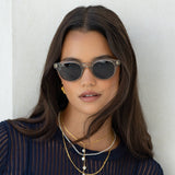 Cameron Acetate Unisex Round Sunglasses - Crystal Gray