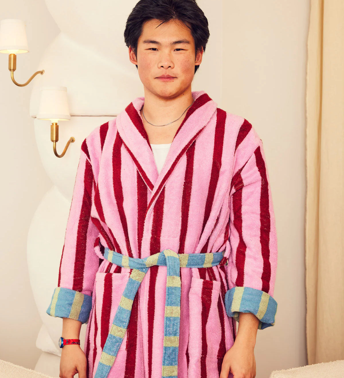 Magnolia Stripe Bathrobe-Dusen Dusen