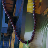 Mersu Flower Necklace - Purple Vintage Crow Beads & Yellow Jade