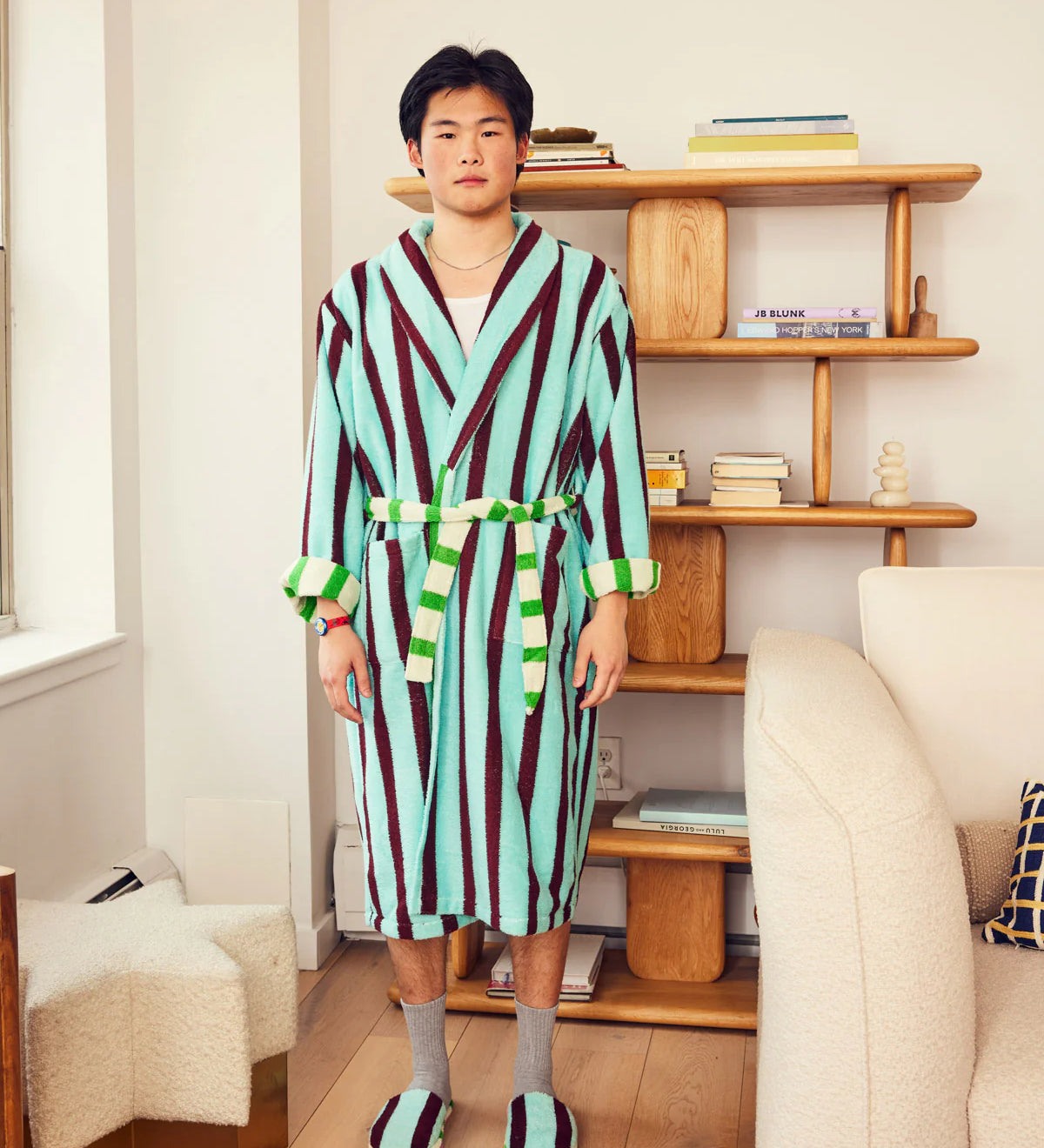 Willow Stripe Bathrobe-Dusen Dusen